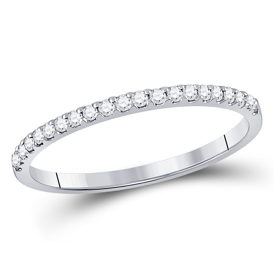 1/6 Carat (ctw H-II2) Diamond Wedding Band Ring in 14K White Gold Image 1