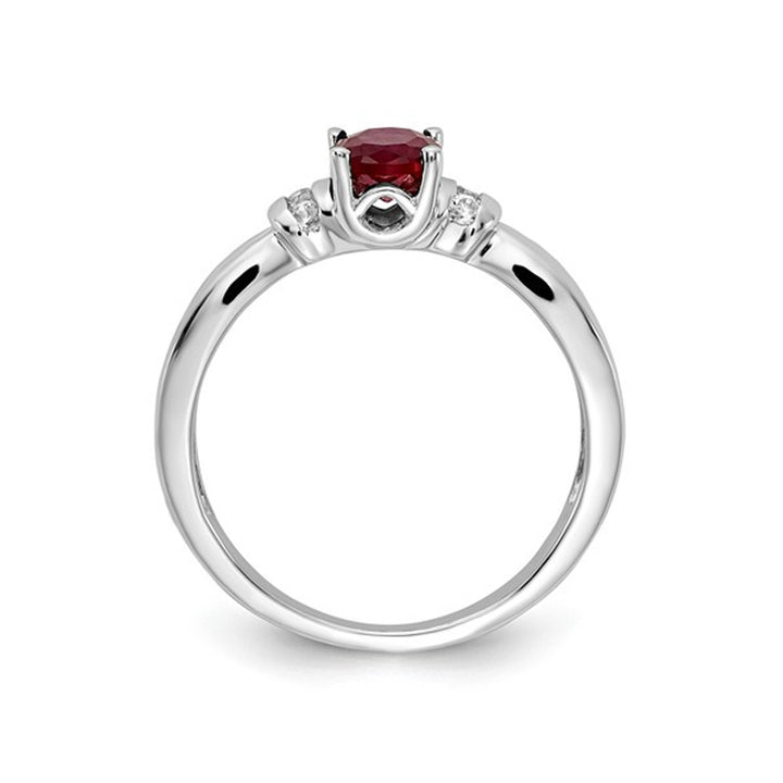 1.00 Carat (ctw) Natural Ruby Ring in 14K White Gold with 1/10 Carat (ctw) Diamonds Image 3