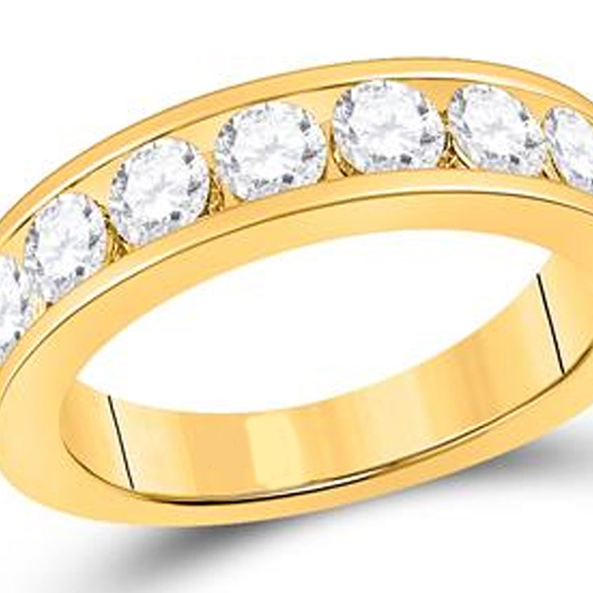 1.74 Carat (ctw G-HI1) Diamond Wedding Band Anniversary Ring in 14K Yellow Gold Image 1