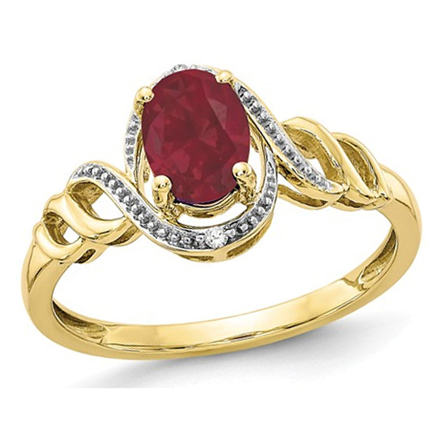1.05 Carat (ctw) Natural Ruby Ring in 10K Yellow Gold Image 1