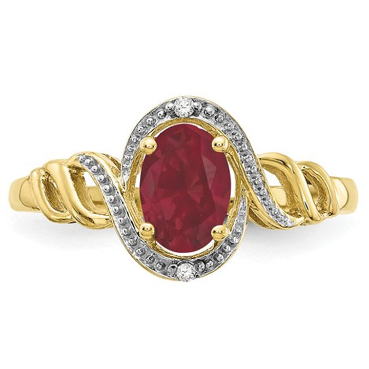 1.05 Carat (ctw) Natural Ruby Ring in 10K Yellow Gold Image 3