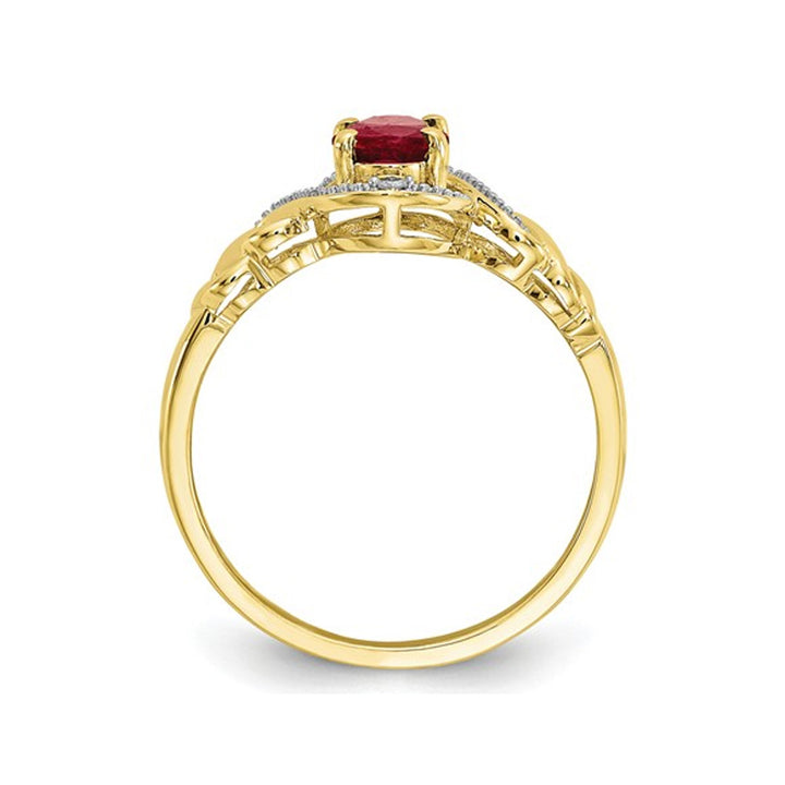 1.05 Carat (ctw) Natural Ruby Ring in 10K Yellow Gold Image 4