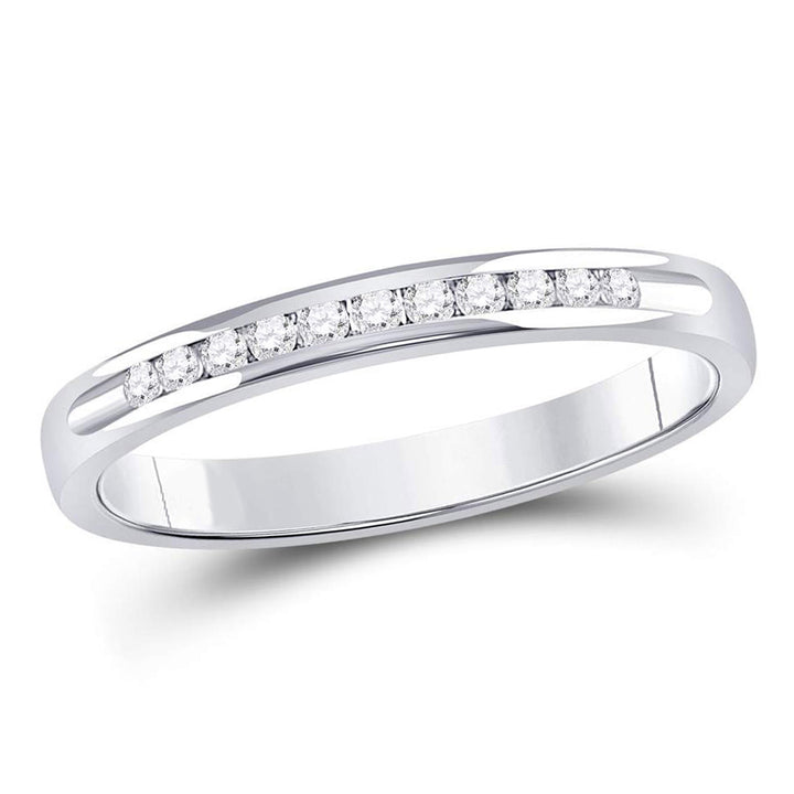 1/10 Carat (ctw H-II1-I2) Channel Set Diamond Wedding Band Ring in 14K White Gold Image 1