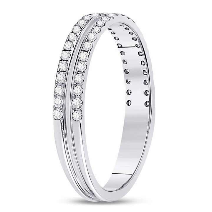 Double Row Diamond Wedding Band Ring 1/4 Carat (ctw G-HSI3-I1) in 14K White Gold Image 3