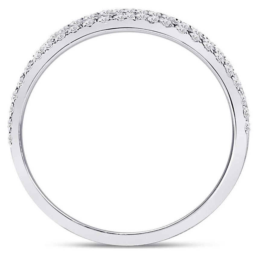 Double Row Diamond Wedding Band Ring 1/4 Carat (ctw G-HSI3-I1) in 14K White Gold Image 4