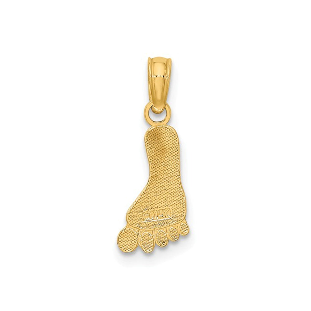 14K Yellow Gold Foot Pendant Necklace Charm with Chain Image 2