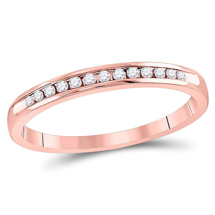 1/10 Carat (ctw I-JI2-I3) Channel Set Diamond Wedding Band Ring in 14K Rose Pink Gold Image 1