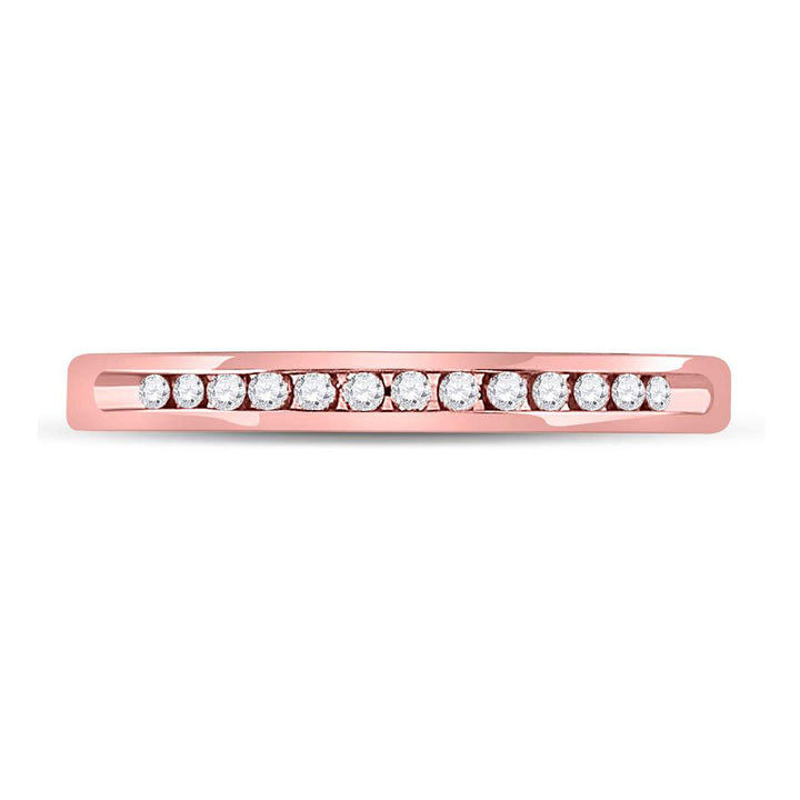 1/10 Carat (ctw I-JI2-I3) Channel Set Diamond Wedding Band Ring in 14K Rose Pink Gold Image 2