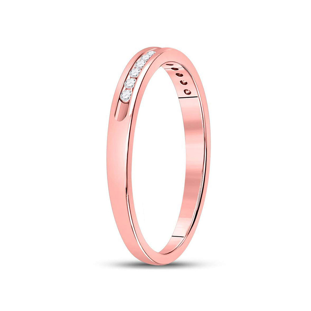 1/10 Carat (ctw I-JI2-I3) Channel Set Diamond Wedding Band Ring in 14K Rose Pink Gold Image 3