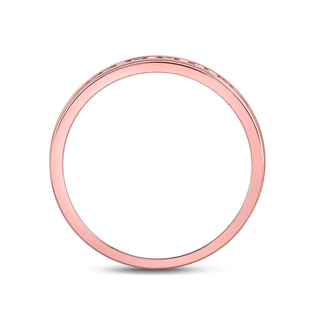1/10 Carat (ctw I-JI2-I3) Channel Set Diamond Wedding Band Ring in 14K Rose Pink Gold Image 4