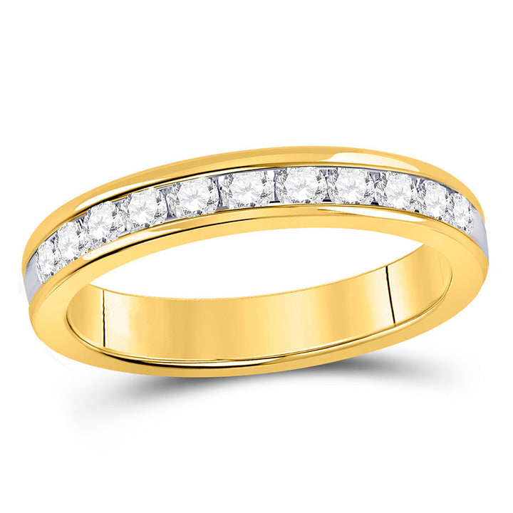 1/2 Carat (ctw H-I I1-I2) Channel-Set Diamond Wedding Band Ring in 14K Yellow Gold Image 1