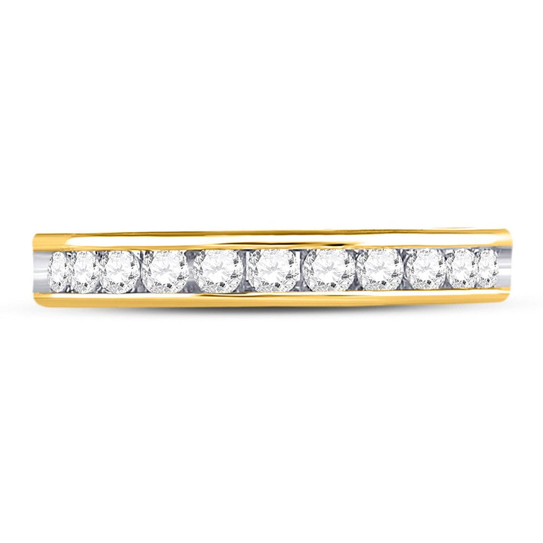 1/2 Carat (ctw H-I I1-I2) Channel-Set Diamond Wedding Band Ring in 14K Yellow Gold Image 2