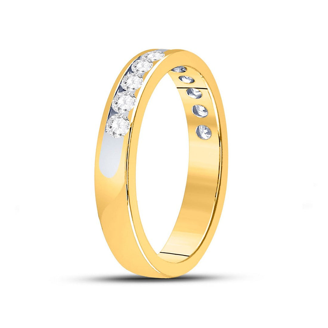 1/2 Carat (ctw H-I I1-I2) Channel-Set Diamond Wedding Band Ring in 14K Yellow Gold Image 3