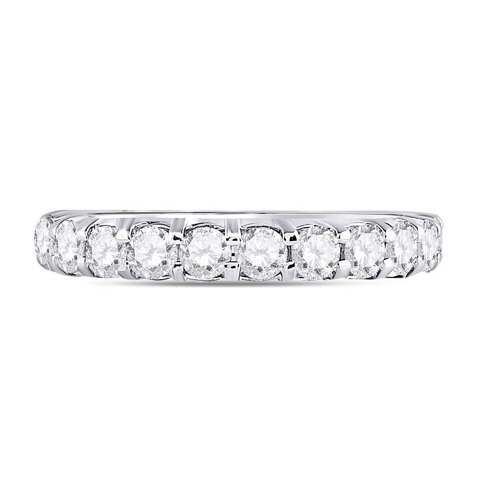 1.00 Carat (ctw G-HI2-I3) Diamond Wedding Anniversary Band Ring in 14K White Gold Image 2