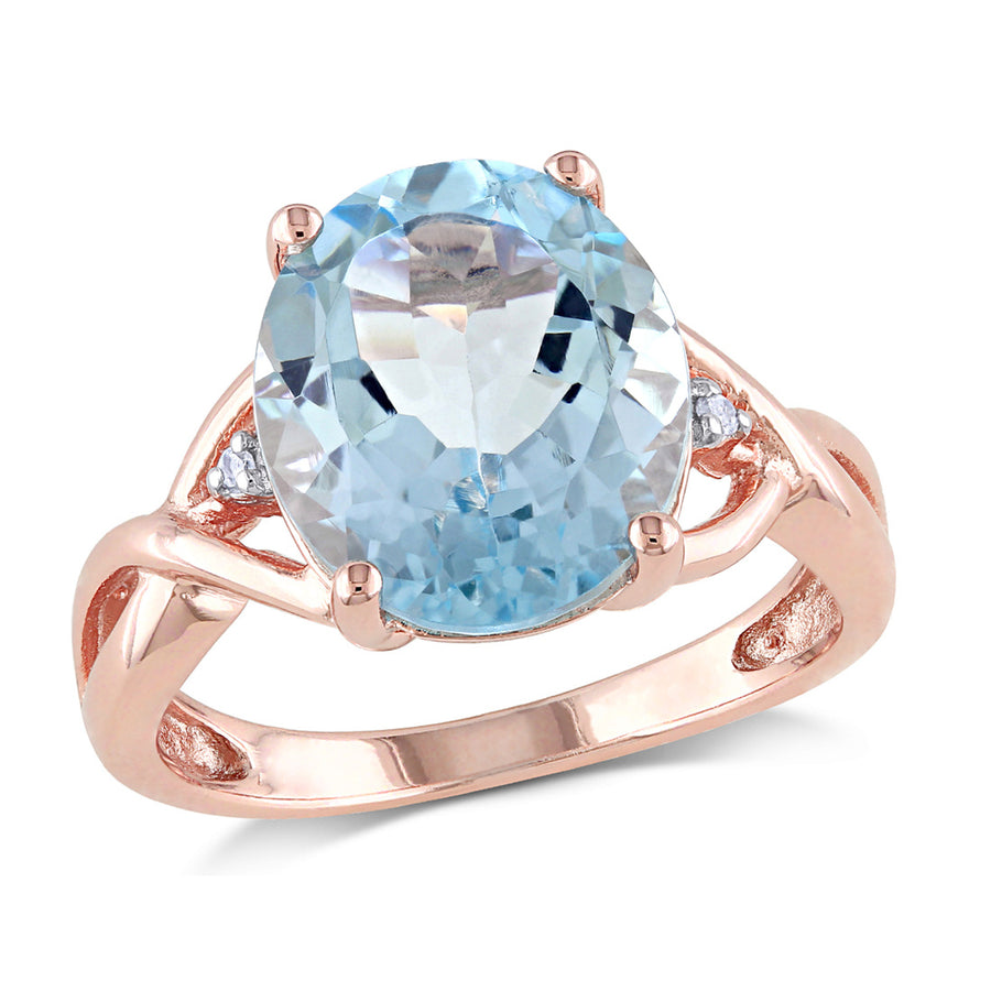 5.50 Carat (ctw) Blue Topaz Ring in Rose Pink Plated Sterling Silver Image 1