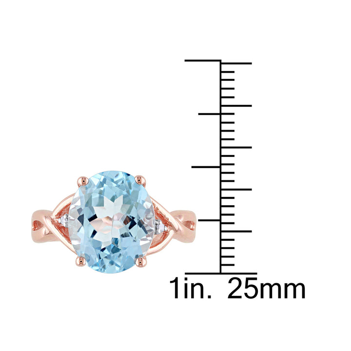 5.50 Carat (ctw) Blue Topaz Ring in Rose Pink Plated Sterling Silver Image 3