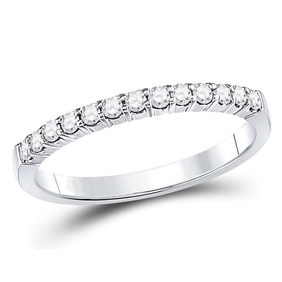 1/4 Carat (ctw G-HI1-I2) Pave Set Diamond Wedding Band Ring in 14K White Gold Image 1