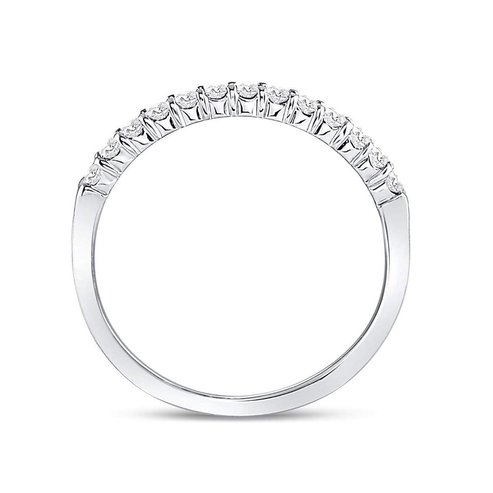 1/4 Carat (ctw G-HI1-I2) Pave Set Diamond Wedding Band Ring in 14K White Gold Image 2