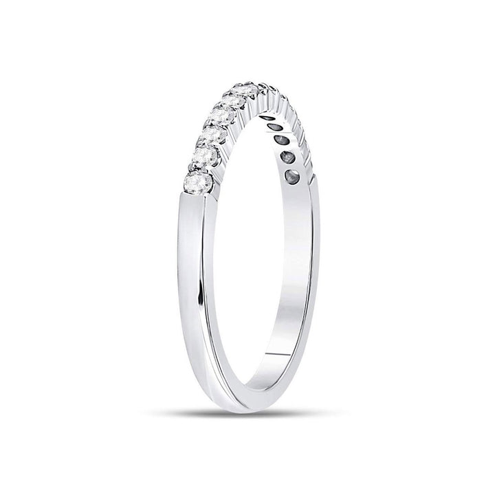 1/4 Carat (ctw G-HI1-I2) Pave Set Diamond Wedding Band Ring in 14K White Gold Image 3