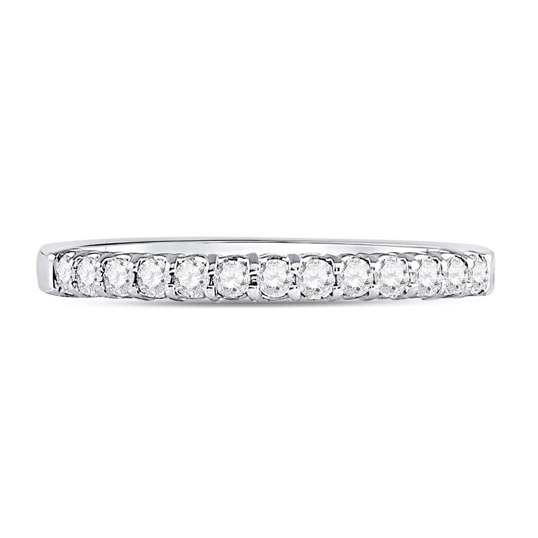 1/4 Carat (ctw G-HI1-I2) Pave Set Diamond Wedding Band Ring in 14K White Gold Image 4