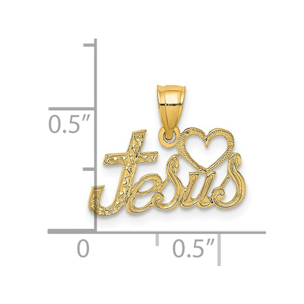14K Yellow Gold Love Jesus Pendant Necklace Charm with Chain Image 2