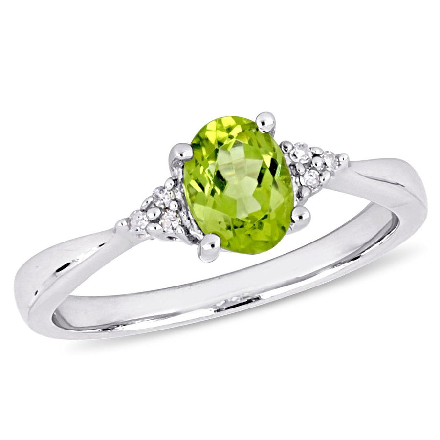 4/5 Carat (ctw) Green Peridot Ring in Sterling Silver Image 1