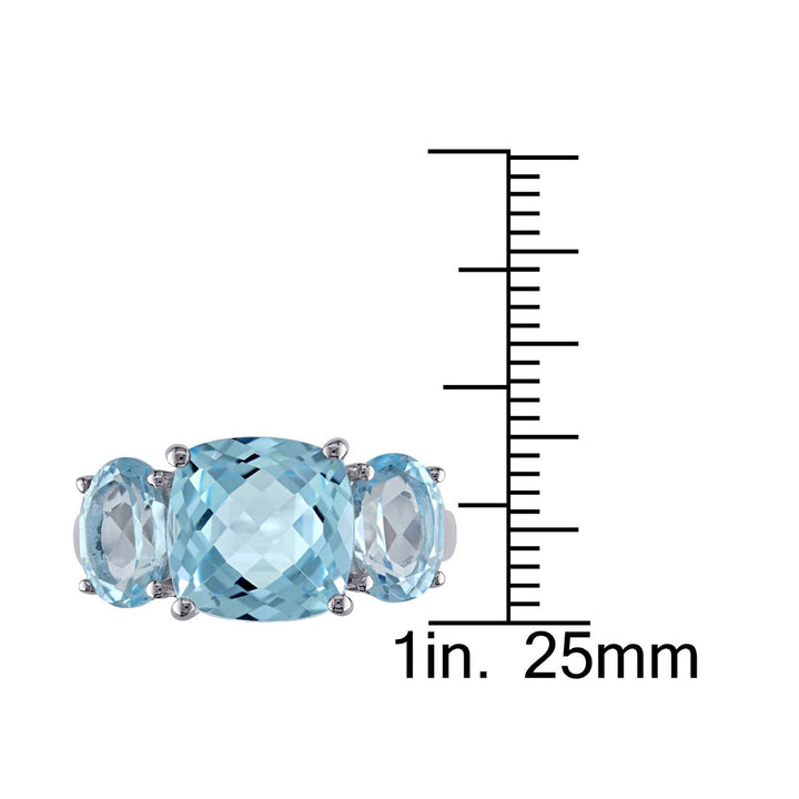 8.35 Carat (ctw) Blue Topaz Three Stone Ring in Sterling Silver Image 3