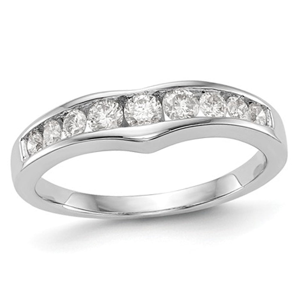 1/2 Carat (ctw H-II1-I2) Nine Stone Diamond Anniversary Wedding Band Ring in 14K White Gold Image 1