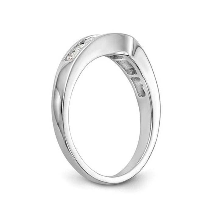 1/2 Carat (ctw H-II1-I2) Nine Stone Diamond Anniversary Wedding Band Ring in 14K White Gold Image 2