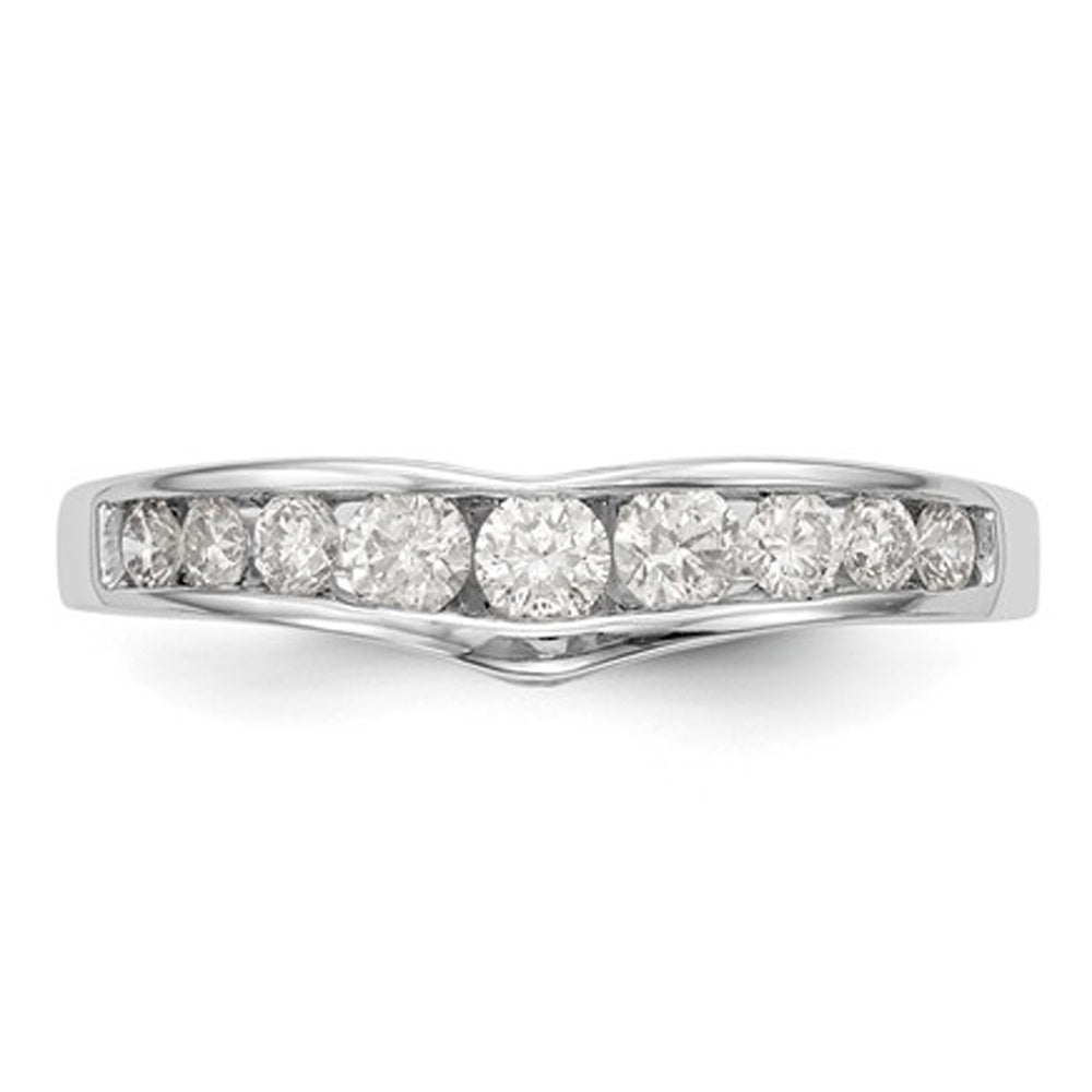 1/2 Carat (ctw H-II1-I2) Nine Stone Diamond Anniversary Wedding Band Ring in 14K White Gold Image 3