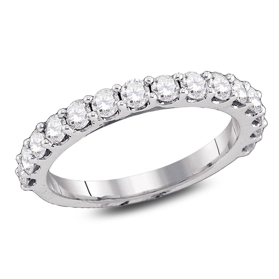 1.00 Carat (ctw H-II1-I2) Diamond Wedding Anniversary Band Ring in 14K White Gold Image 1