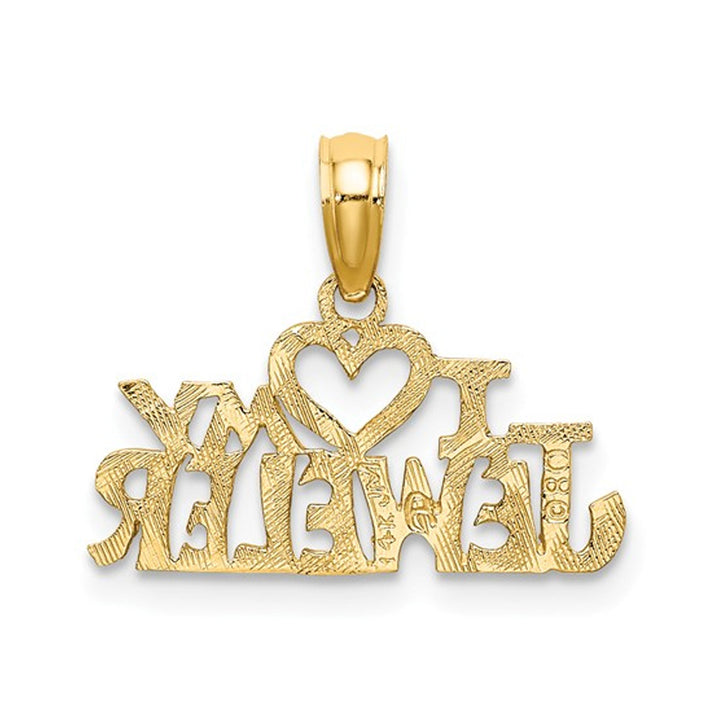 14K Yellow Gold - I Love My Jeweler - Pendant Necklace Charm with Chain Image 2