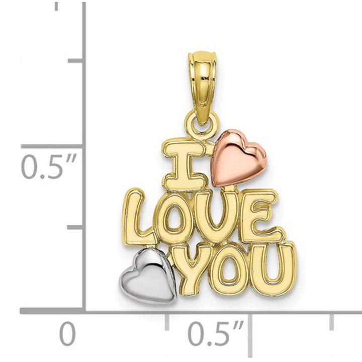 10K Yellow and Rose Gold - I Love You - Pendant Necklace Charm with Chain Image 3