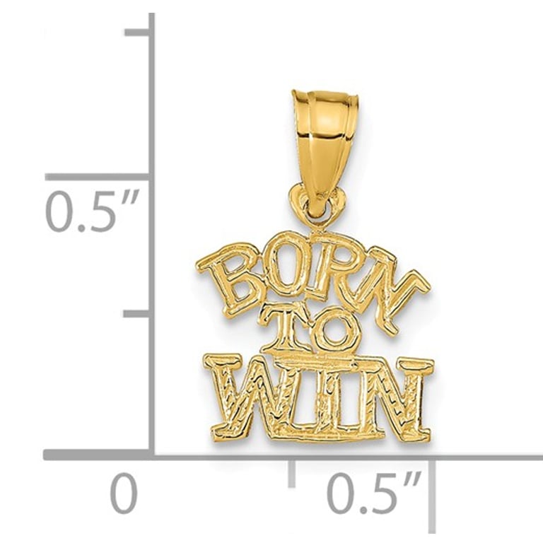 14K Yellow and Rose Gold - Born To Win - Pendant Necklace Charm with Chain Image 2