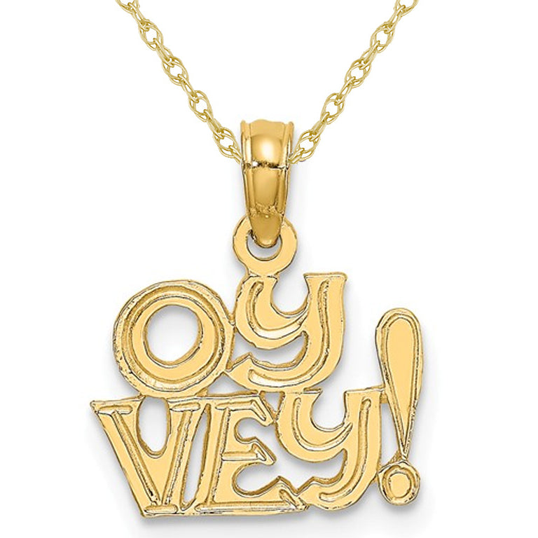 14K Yellow Gold OY VEY Pendant Necklace Charm with Chain Image 1