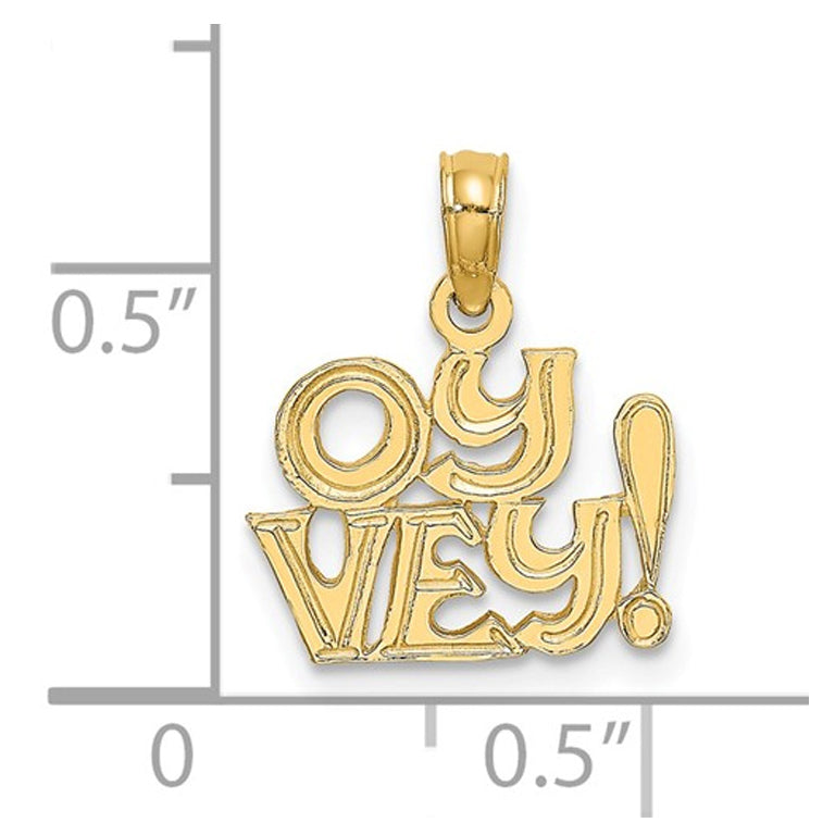 14K Yellow Gold OY VEY Pendant Necklace Charm with Chain Image 2