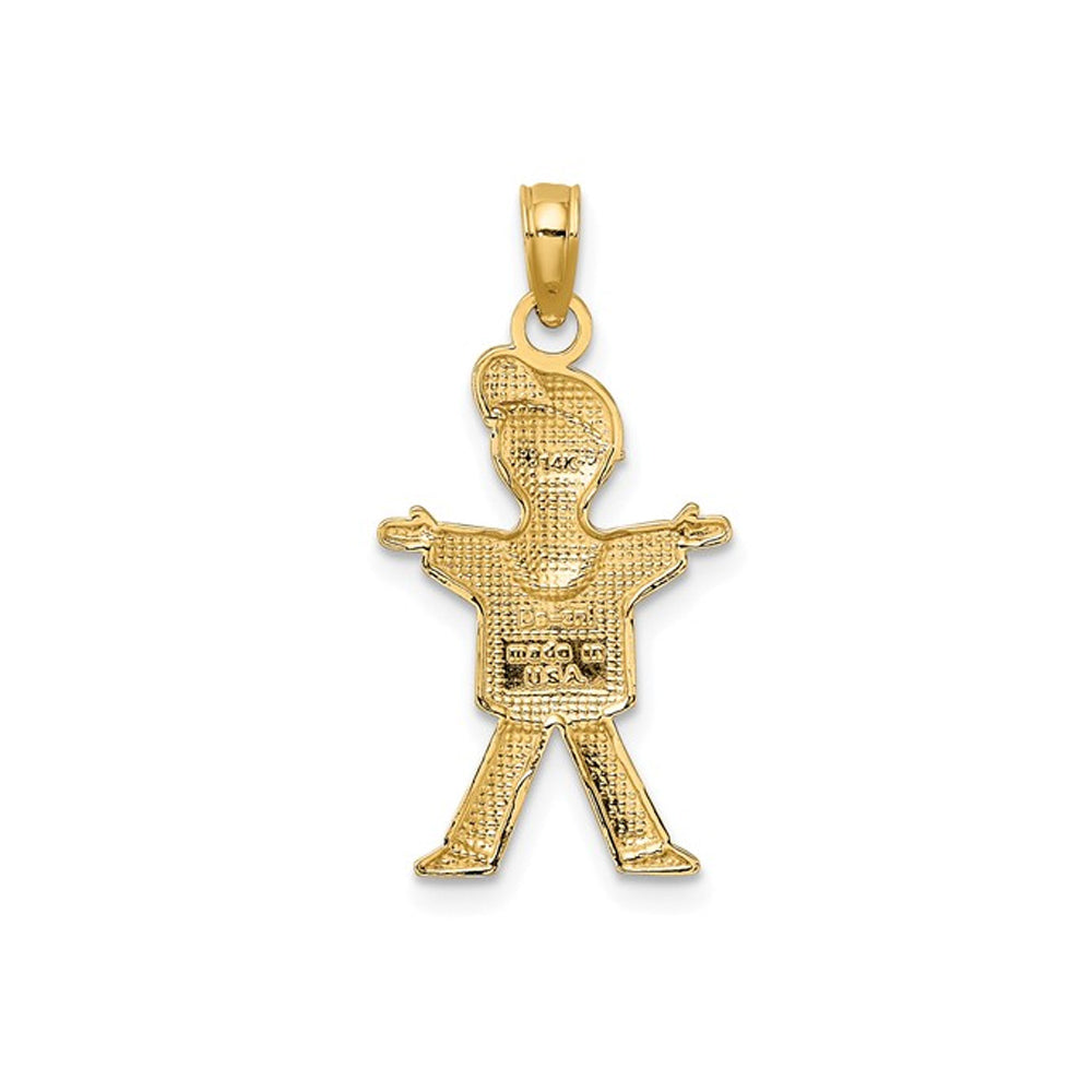 14K Yellow Gold Polished Young Boy Charm Pendant Necklace with Chain Image 3