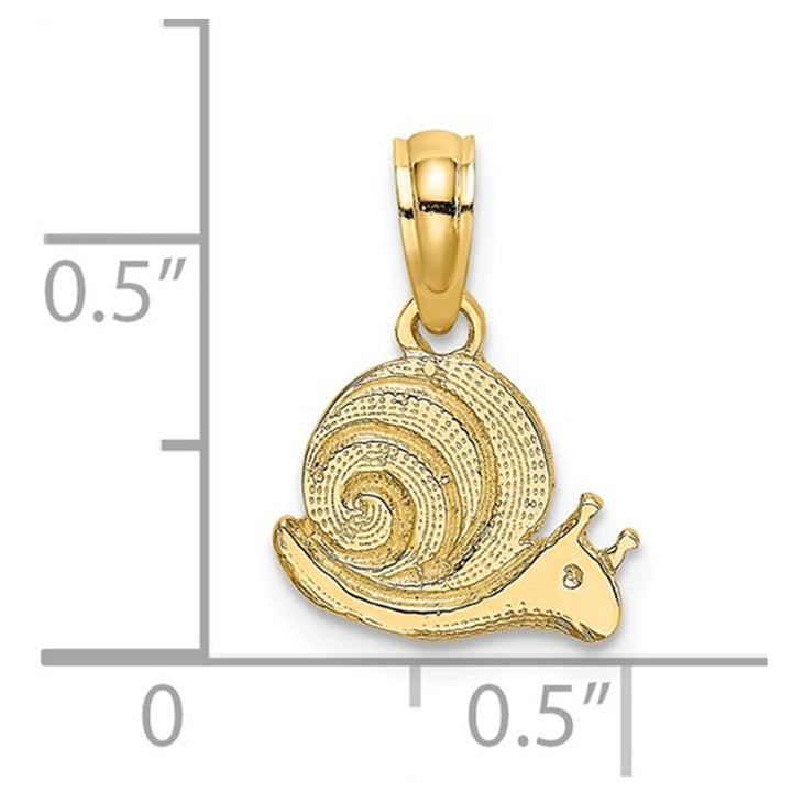 14K Yellow Gold Polished Mini Snail Charm Pendant Necklace with Chain Image 4