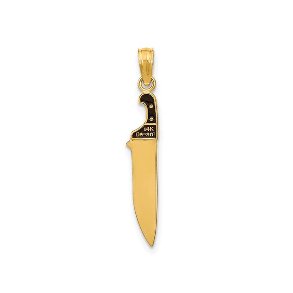 14K Yellow Gold Butcher Knife Charm Pendant Necklace with Chain Image 2