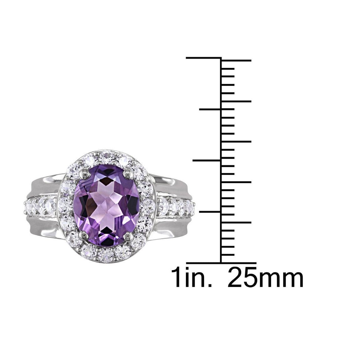 2.20 Carat (ctw) Amethyst Ring with Lab Created White Sapphires in Sterling Silver Image 2