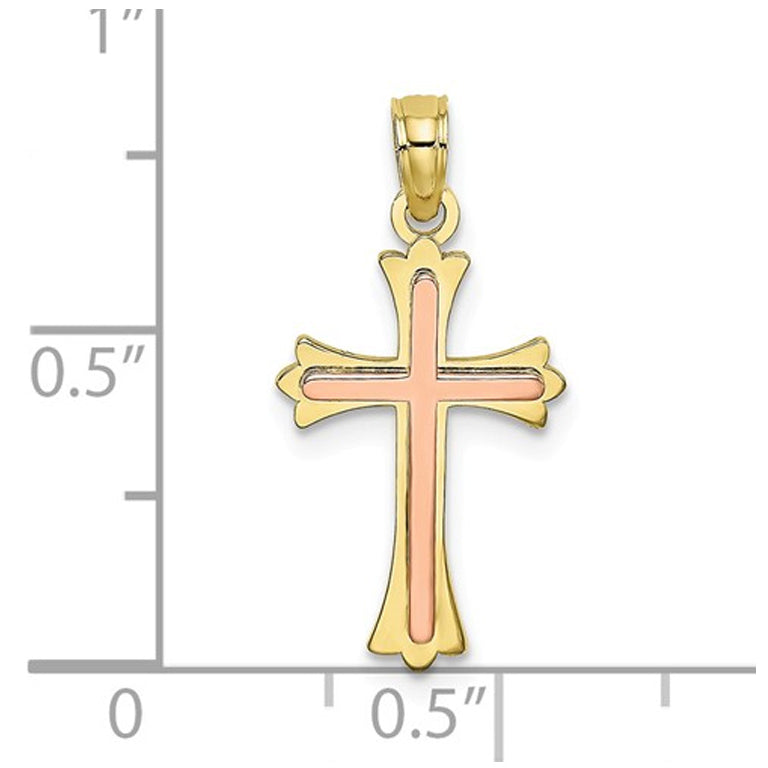 10K Yellow Gold Cross Pendant Necklace with Chain Image 3