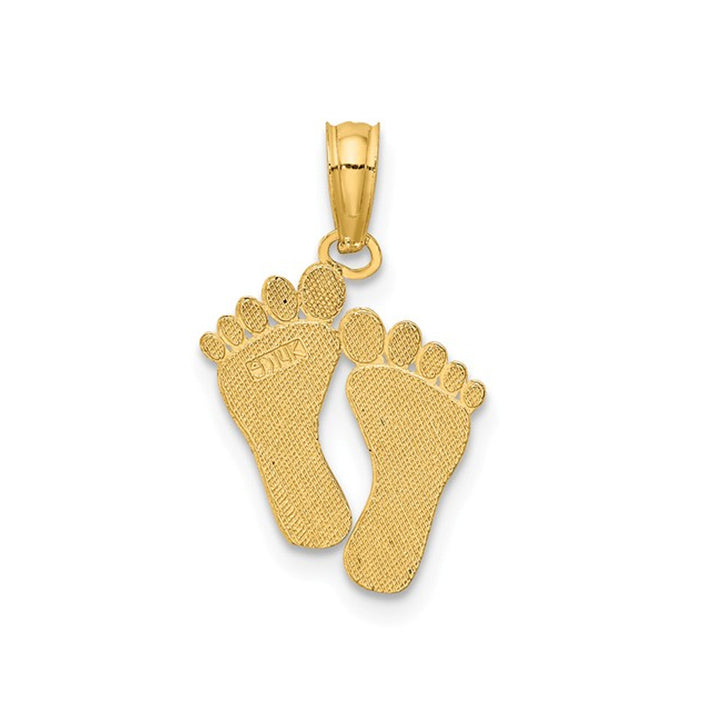 14K Yellow Gold Double Feet Pendant Necklace Charm with Chain Image 3