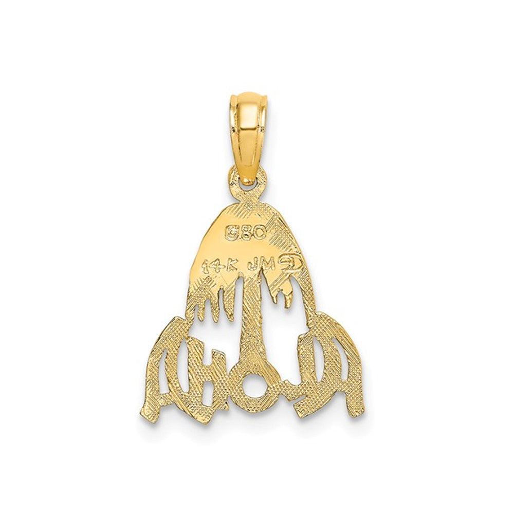 14K Yellow Gold Aloha Palm Tree Charm Pendant Necklace with Chain Image 2