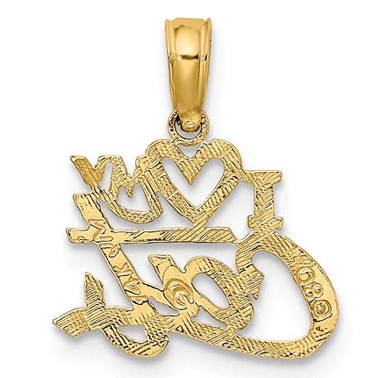 14K Yellow Gold I Heart My Cat Charm Pendant Necklace with Chain Image 3