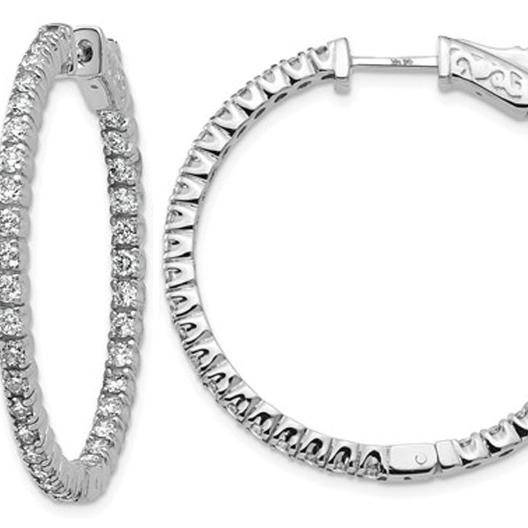 1.95 Carat (ctw VS2-SI1E-F) Lab-Grown Diamond Hoop Earrings in 14K White Gold Image 1