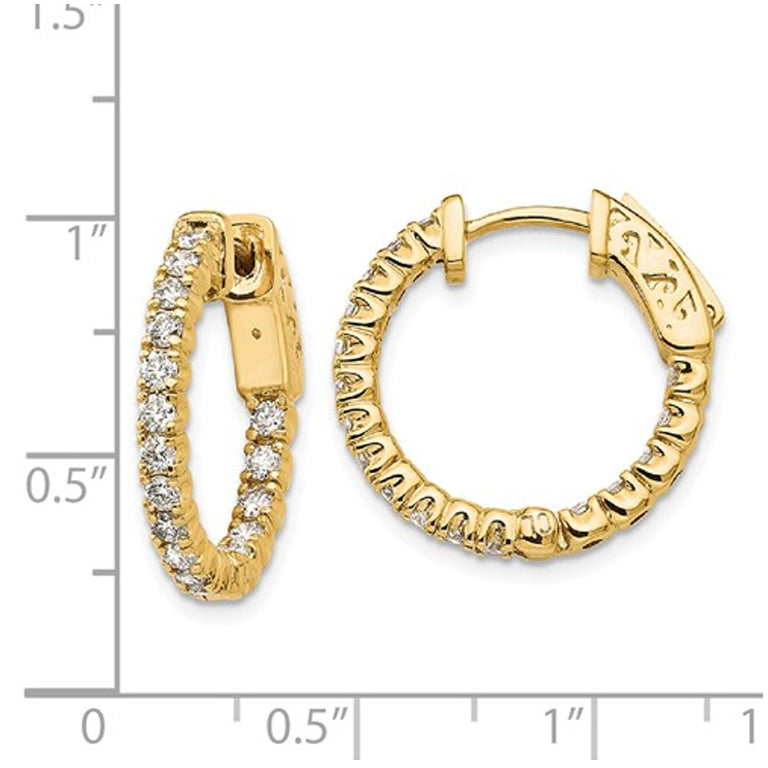 9/10 Carat (ctw VS2-SI1E-F) Lab Grown Diamond Hoop Earrings in 14K Yellow Gold Image 4