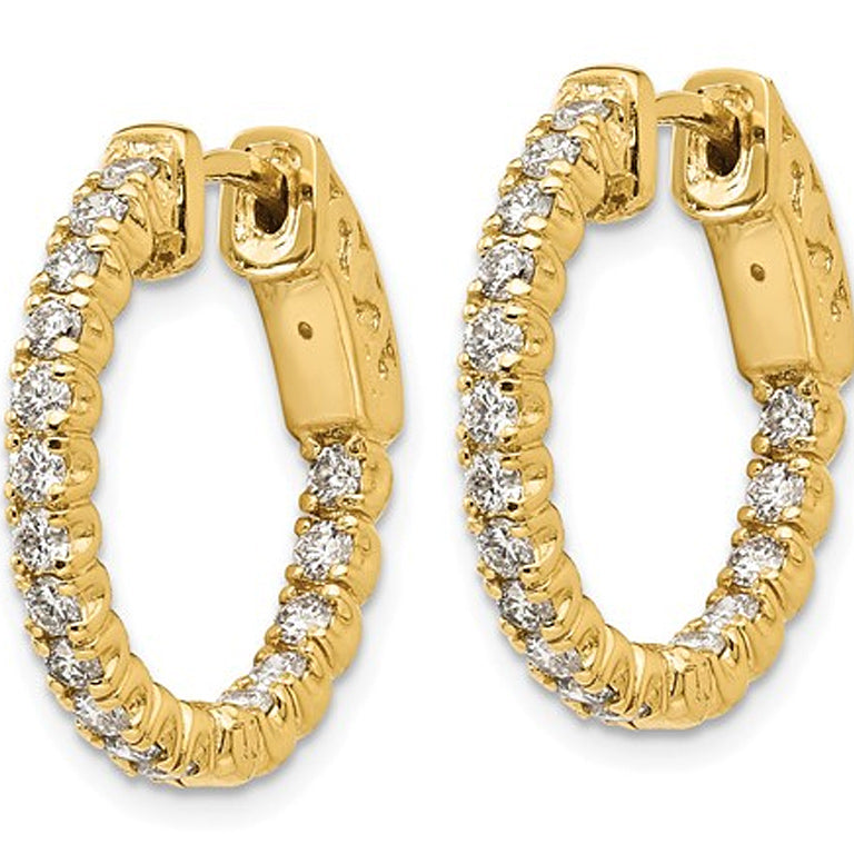 9/10 Carat (ctw VS2-SI1E-F) Lab Grown Diamond Hoop Earrings in 14K Yellow Gold Image 4