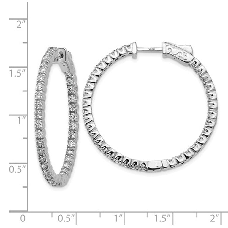 1.95 Carat (ctw VS2-SI1E-F) Lab-Grown Diamond Hoop Earrings in 14K White Gold Image 3