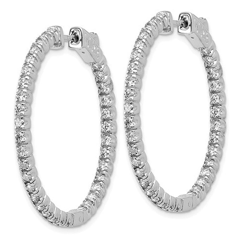 1.95 Carat (ctw VS2-SI1E-F) Lab-Grown Diamond Hoop Earrings in 14K White Gold Image 4