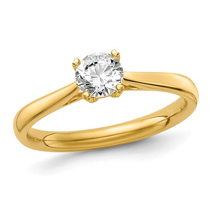 1/3 Carat (ctw VS2-SI1D-E-F) Lab Grown Diamond Solitaire Engagement Ring in 14K Yellow Gold Image 1